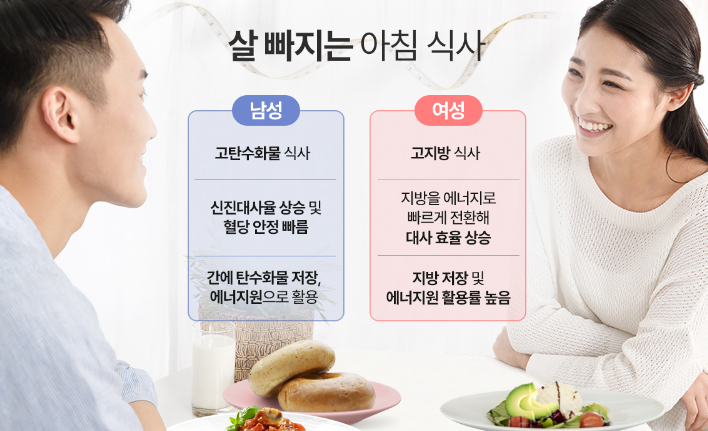 살빼려면 아침식사가 중요하다 남성은 탄수화물 먹고 여성은?